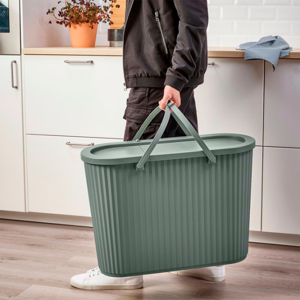 Мусорное ведро Ikea Dammang Серый Зеленый Пластик, 48л photo 8