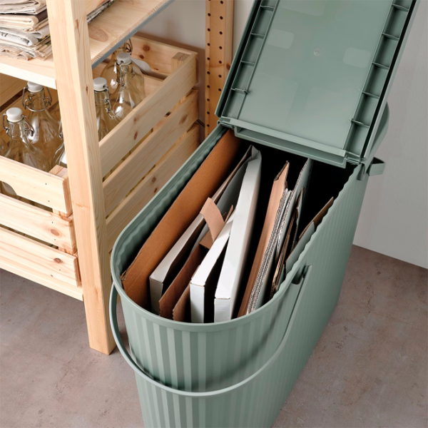 Мусорное ведро Ikea Dammang Серый Зеленый Пластик, 48л photo 9