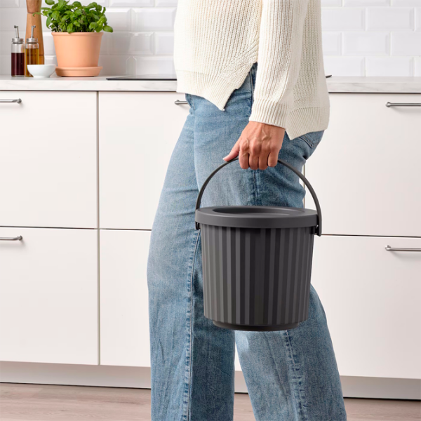 Coș de gunoi Ikea Dammang Dark Gray Plastic, 8l photo 4