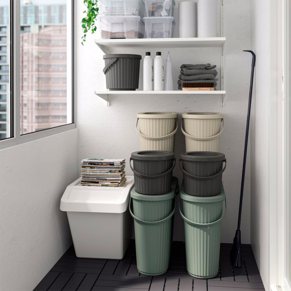 Coș de gunoi Ikea Dammang Dark Gray Plastic, 8l photo 5