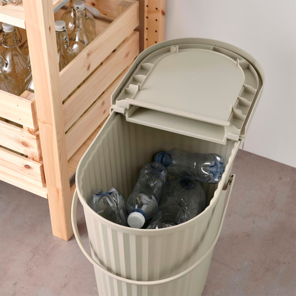 Coș de gunoi Ikea Dammang Gray Beige Plastic, 26l photo 3