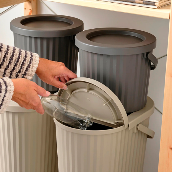 Coș de gunoi Ikea Dammang Gray Beige Plastic, 26l photo 6