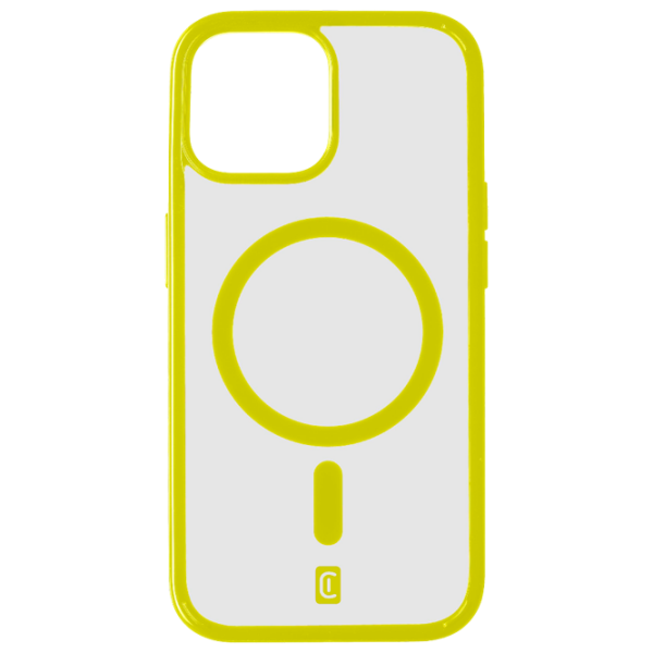 Husă pentru smartphone Apple iPhone 15 (Pop Mag) Transparent Yellow Cellularline, TPU, MagSafe Back