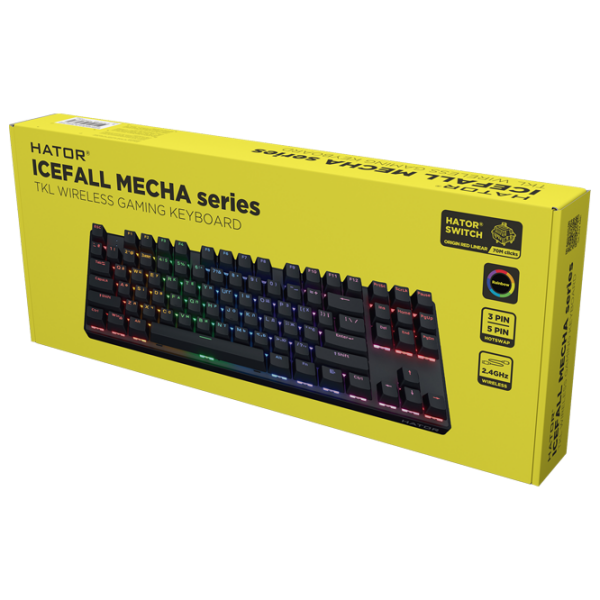 Tastatură Hator Icefall Mecha TKL Rainbow Wireless Black Gaming, Fără fir photo 6