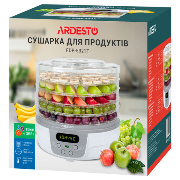 Uscător de fructe și legume Ardesto FDB-5321T White 250 W photo 5