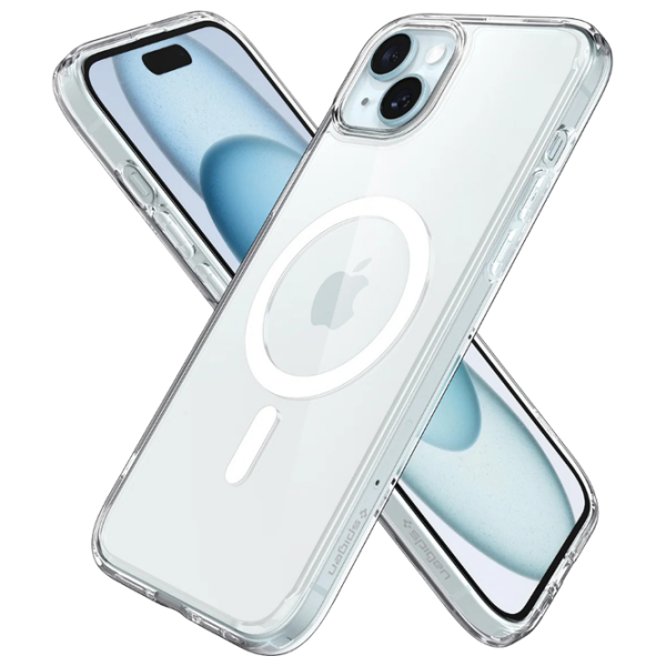 Husă pentru smartphone Apple iPhone 15 (Ultra Hybrid) Transparent White Spigen, TPU, MagSafe Back photo 2