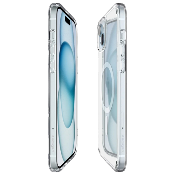 Husă pentru smartphone Apple iPhone 15 (Ultra Hybrid) Transparent White Spigen, TPU, MagSafe Back photo 3