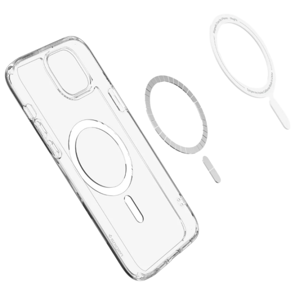 Husă pentru smartphone Apple iPhone 15 (Ultra Hybrid) Transparent White Spigen, TPU, MagSafe Back photo 4