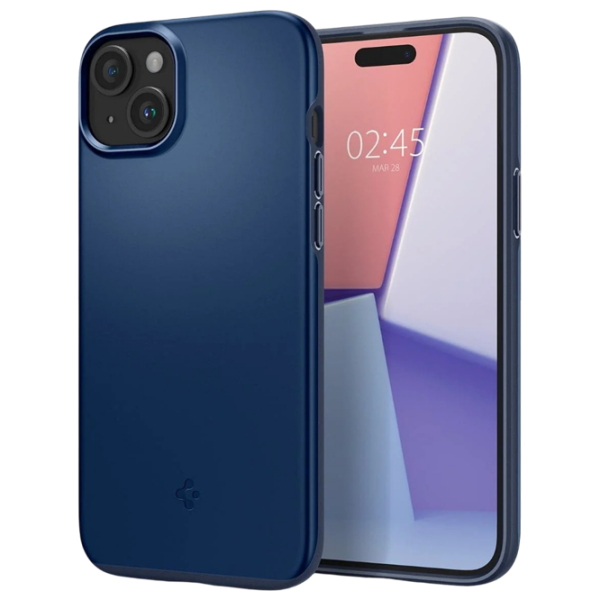 Husă pentru smartphone Apple iPhone 15 (Thin Fit) Matte Blue Spigen, TPU, Back photo 2