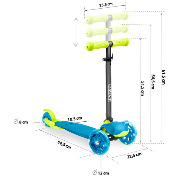 Trotinetă pentru copii cu trei roți Ricokids Loco (5642268) Blue 3 ani, 25 kg, Din silicon photo 6