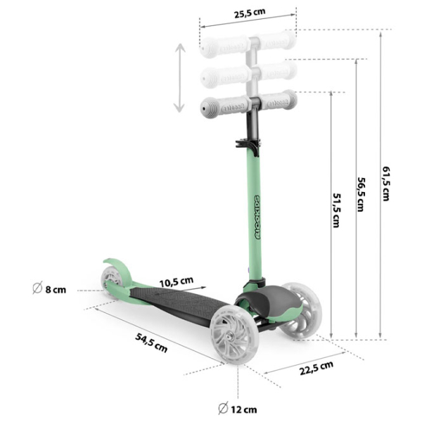 Trotinetă pentru copii cu trei roți Ricokids Loco (5642275) Green 3 ani, 25 kg, Din silicon photo 9