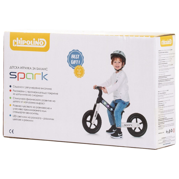 Bicicletă fără pedale Chipolino Spark 12" Black White Oțel / Pentru copii photo 5