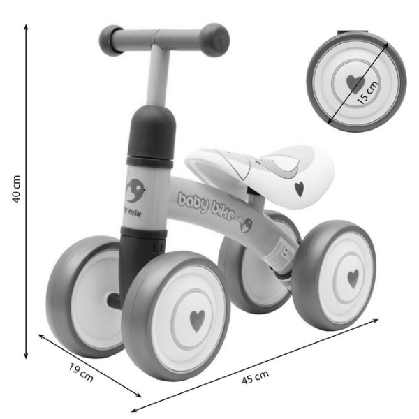 Bicicletă fără pedale Baby Mix Baby Bike Gray White Plastic / Pentru copii photo 6