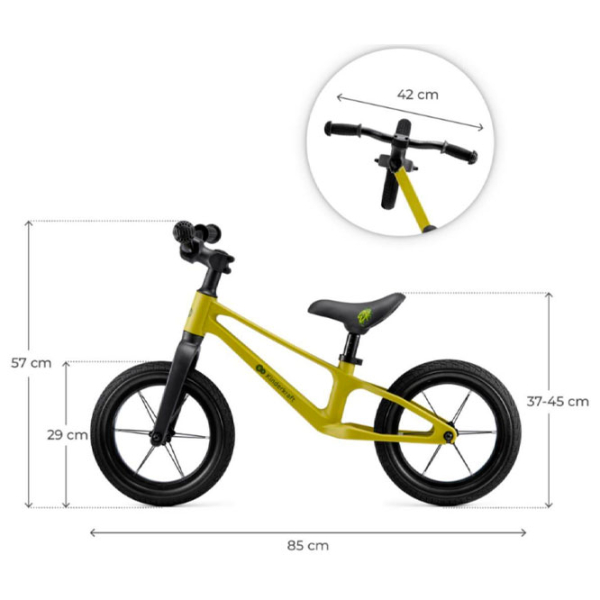 Bicicletă fără pedale KinderKraft Eter Lime Black Polimer / Pentru copii photo 4