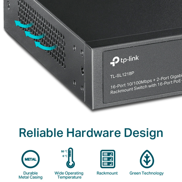 PoE Switch TP-Link TL-SL1218P Black 7.2 Gbit/s photo 8