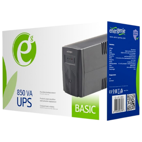ИБП Gembird EG-UPS-B850 (510 / 850) Черный  photo 3