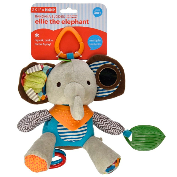 Jucărie pentru pătuțuri și cărucioare Skip Hop Animals Bandana Buddies Elefant 306202 Gray 0.3+ photo 2