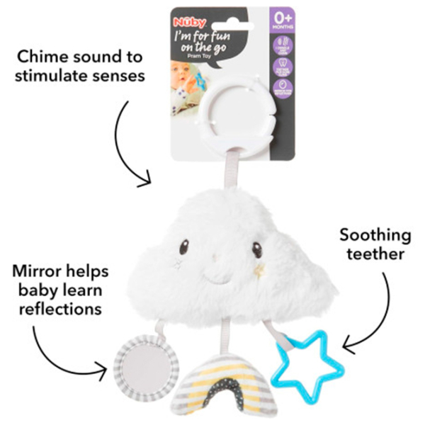Jucărie pentru pătuțuri și cărucioare Nuby Cloud & Star ID99822 White 0+ photo 3