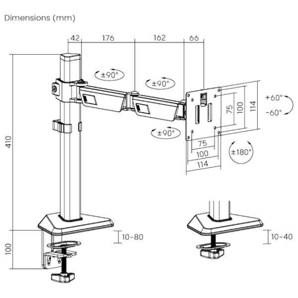 Suport pentru monitor LUMI LDT89-C012 Black VESA 100 x 100 mm photo 7