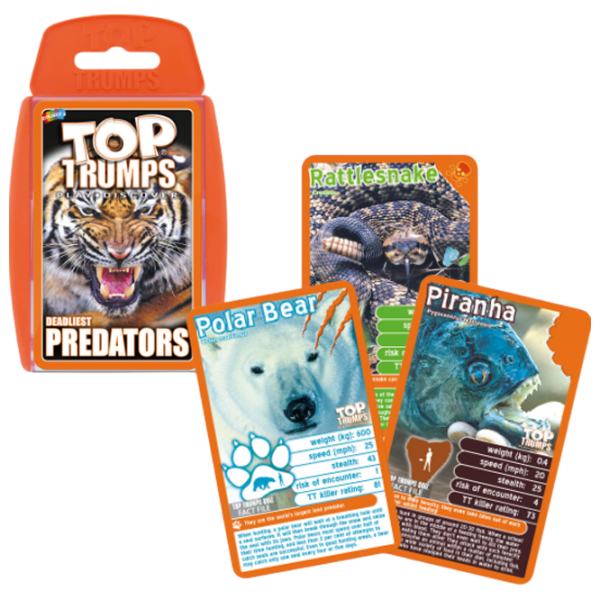 Joc de masă Winning Moves Top Trumps Predators Dezvoltare, 6+