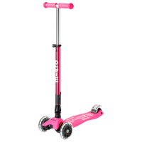 Trotinetă pentru copii cu trei roți Micro Maxi Deluxe Foldable LED (MMD096) Pink 5 ani, 50 kg, Din PU