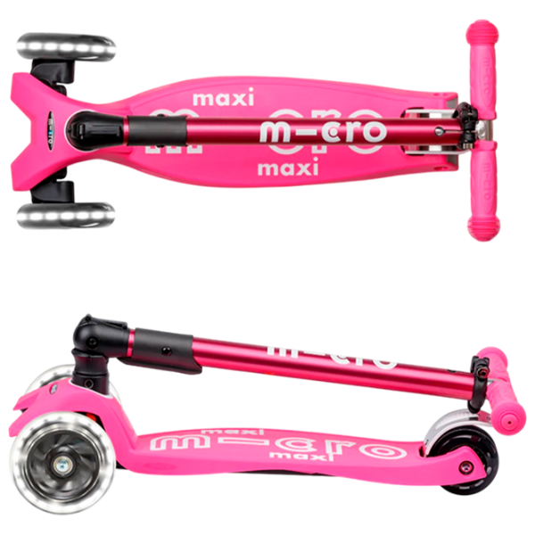 Trotinetă pentru copii cu trei roți Micro Maxi Deluxe Foldable LED (MMD096) Pink 5 ani, 50 kg, Din PU photo 5