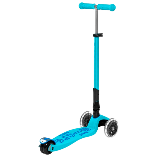 Trotinetă pentru copii cu trei roți Micro Maxi Deluxe Foldable LED (MMD092) Blue 5 ani, 50 kg, Din PU photo 2