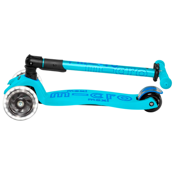 Trotinetă pentru copii cu trei roți Micro Maxi Deluxe Foldable LED (MMD092) Blue 5 ani, 50 kg, Din PU photo 6