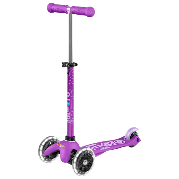 Trotinetă pentru copii cu trei roți Micro Mini Deluxe LED (MMD141) Purple 2 ani, 50 kg, Din PU photo 1