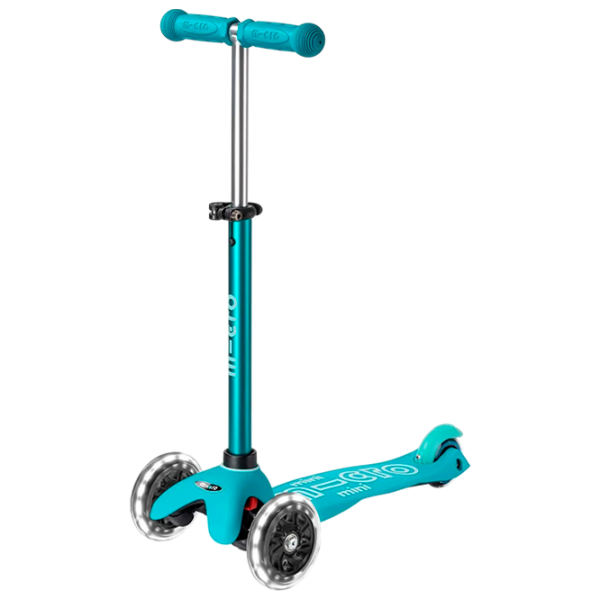 Trotinetă pentru copii cu trei roți Micro Mini Deluxe LED (MMD076) Aqua 2 ani, 50 kg, Din PU photo 1
