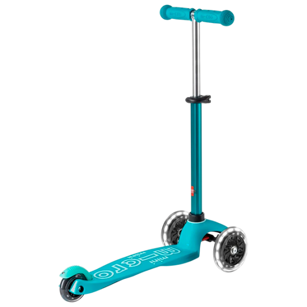Trotinetă pentru copii cu trei roți Micro Mini Deluxe LED (MMD076) Aqua 2 ani, 50 kg, Din PU photo 2