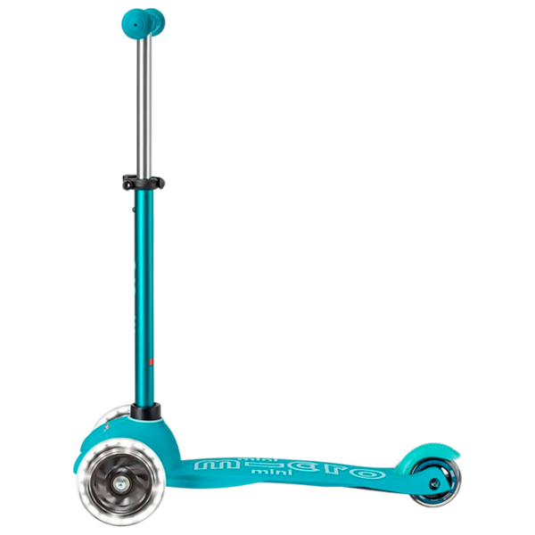Trotinetă pentru copii cu trei roți Micro Mini Deluxe LED (MMD076) Aqua 2 ani, 50 kg, Din PU photo 3