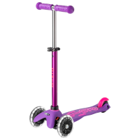 Trotinetă pentru copii cu trei roți Micro Mini Deluxe LED (MMD173) Purple Pink 2 ani, 50 kg, Din PU