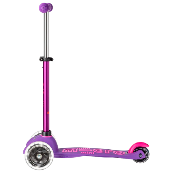 Trotinetă pentru copii cu trei roți Micro Mini Deluxe LED (MMD173) Purple Pink 2 ani, 50 kg, Din PU photo 3