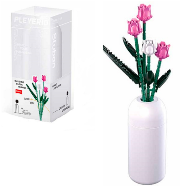 Constructor Sluban Tulips in vase Green Numărul de piese 203, 6+ photo 2