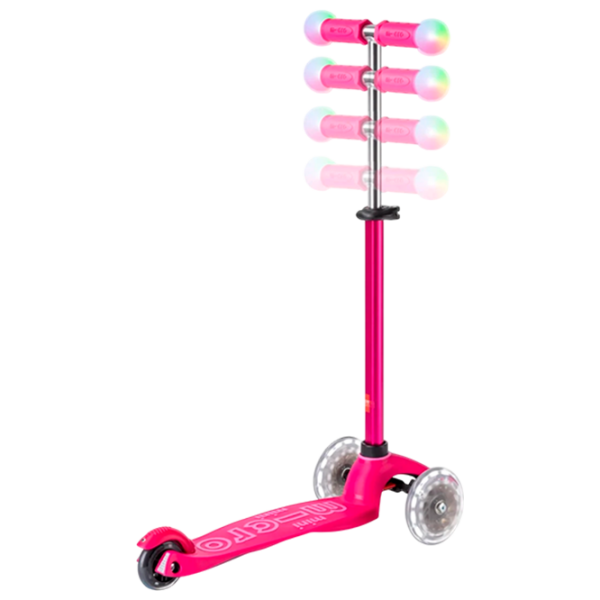 Детский трёхколёсный самокат Micro Mini2Grow Deluxe Magic LED (MMD359) Розовый 1 год, 50 кг, Полиуретановые photo 6