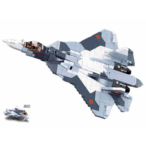 Конструктор Sluban Su-57 Fighter Серый Количество деталей 1530, 8+ photo 3