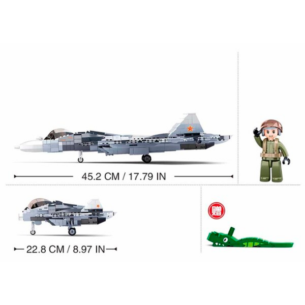 Конструктор Sluban Su-57 Fighter Серый Количество деталей 1530, 8+ photo 4