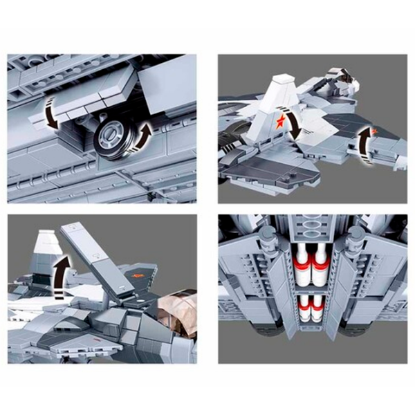Конструктор Sluban Su-57 Fighter Серый Количество деталей 1530, 8+ photo 6