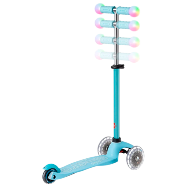 Детский трёхколёсный самокат Micro Mini2Grow Deluxe Magic LED (MMD358) Синий 1 год, 50 кг, Полиуретановые photo 4