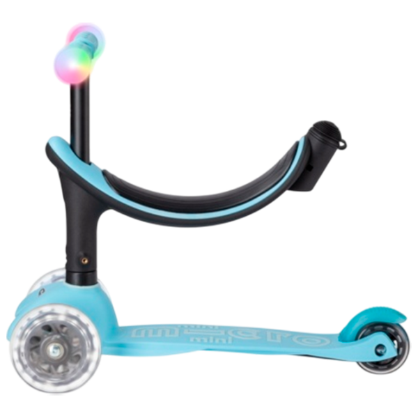 Детский трёхколёсный самокат Micro Mini2Grow Deluxe Magic LED (MMD358) Синий 1 год, 50 кг, Полиуретановые photo 5