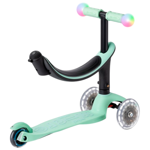 Детский трёхколёсный самокат Micro Mini2Grow Deluxe Magic LED (MMD357) Мятный 1 год, 50 кг, Полиуретановые photo 3