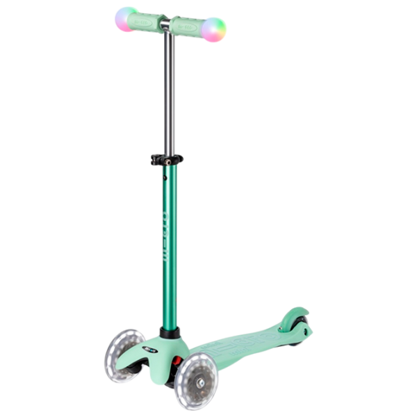 Детский трёхколёсный самокат Micro Mini2Grow Deluxe Magic LED (MMD357) Мятный 1 год, 50 кг, Полиуретановые photo 5