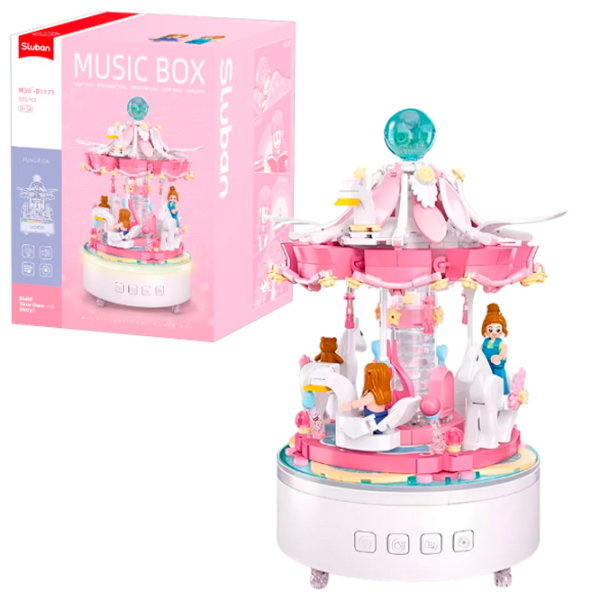 Constructor Sluban Musical Carousel Pink Numărul de piese 566, 8+ photo 2