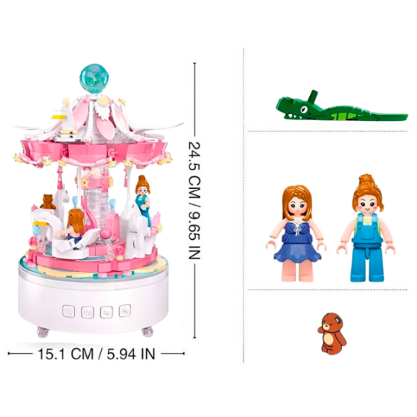 Constructor Sluban Musical Carousel Pink Numărul de piese 566, 8+ photo 4