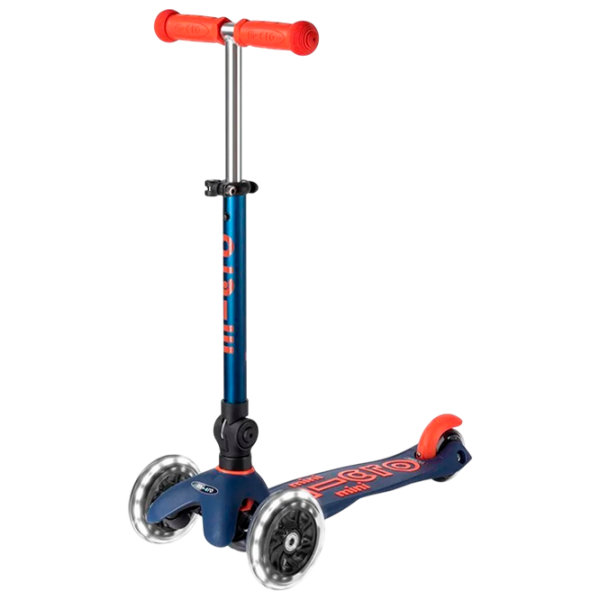Trotinetă pentru copii cu trei roți Micro Mini Deluxe Foldable LED (MMD196) Navy 2 ani, 50 kg, Din PU photo 1