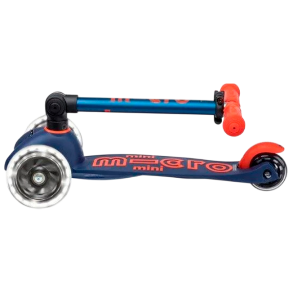 Trotinetă pentru copii cu trei roți Micro Mini Deluxe Foldable LED (MMD196) Navy 2 ani, 50 kg, Din PU photo 5