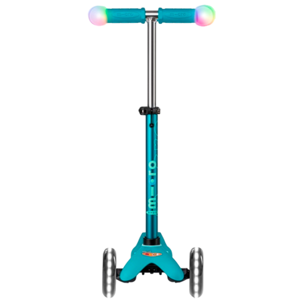 Детский трёхколёсный самокат Micro Mini Deluxe Magic LED (MMD131) Aqua 2 года, 50 кг, Полиуретановые photo 2