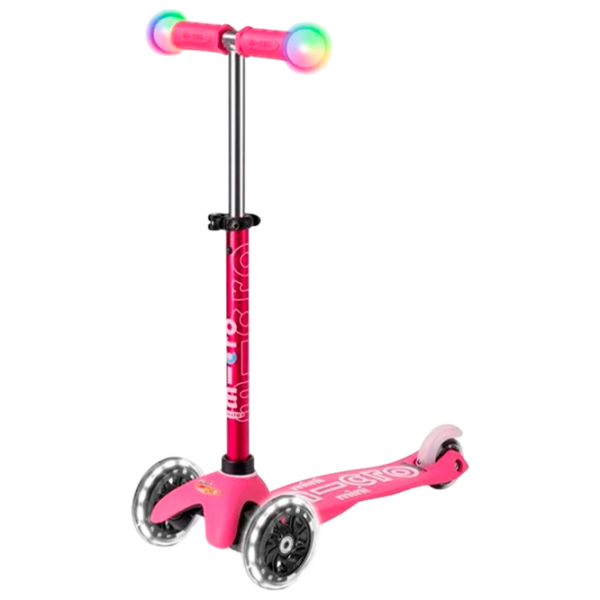 Trotinetă pentru copii cu trei roți Micro Mini Deluxe Magic LED (MMD130) Pink 2 ani, 50 kg, Din PU photo 1