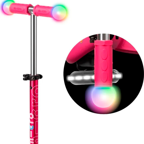 Trotinetă pentru copii cu trei roți Micro Mini Deluxe Magic LED (MMD130) Pink 2 ani, 50 kg, Din PU photo 5